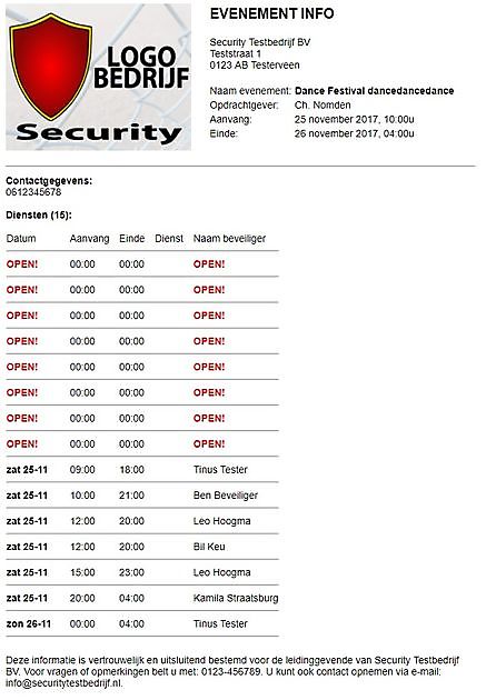 Planningsprogramma voor evenementenbeveiliging - Secusoft, dé software voor beveiligers