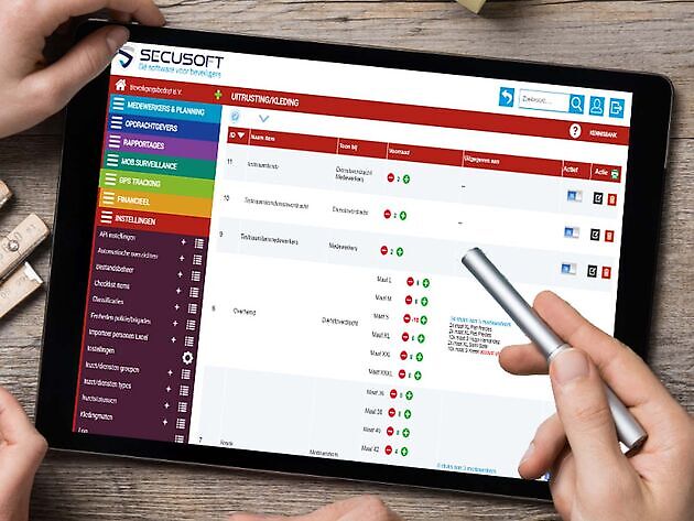 Registratie van uitrusting en hulpmiddelen voor beveiligers - Secusoft, dé software voor beveiligers