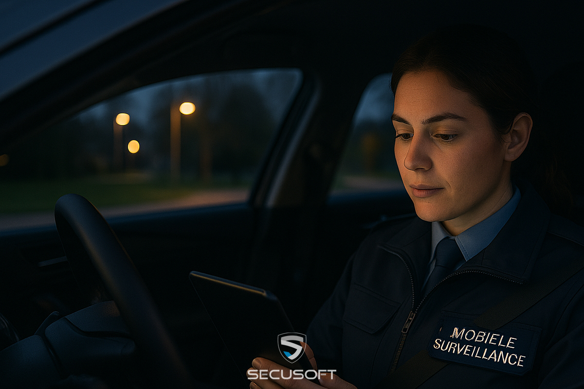Mobiele surveillant aan het werk in Secusoft rapportagesoftware