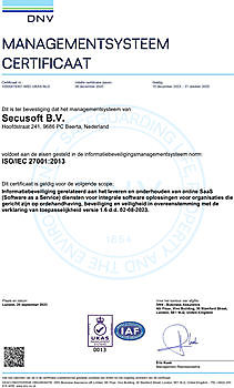 Ons ISO 27001 certificaat - Secusoft, dé software voor beveiligers