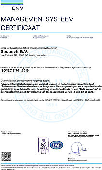 Ons ISO 27701 certificaat - Secusoft, dé software voor beveiligers